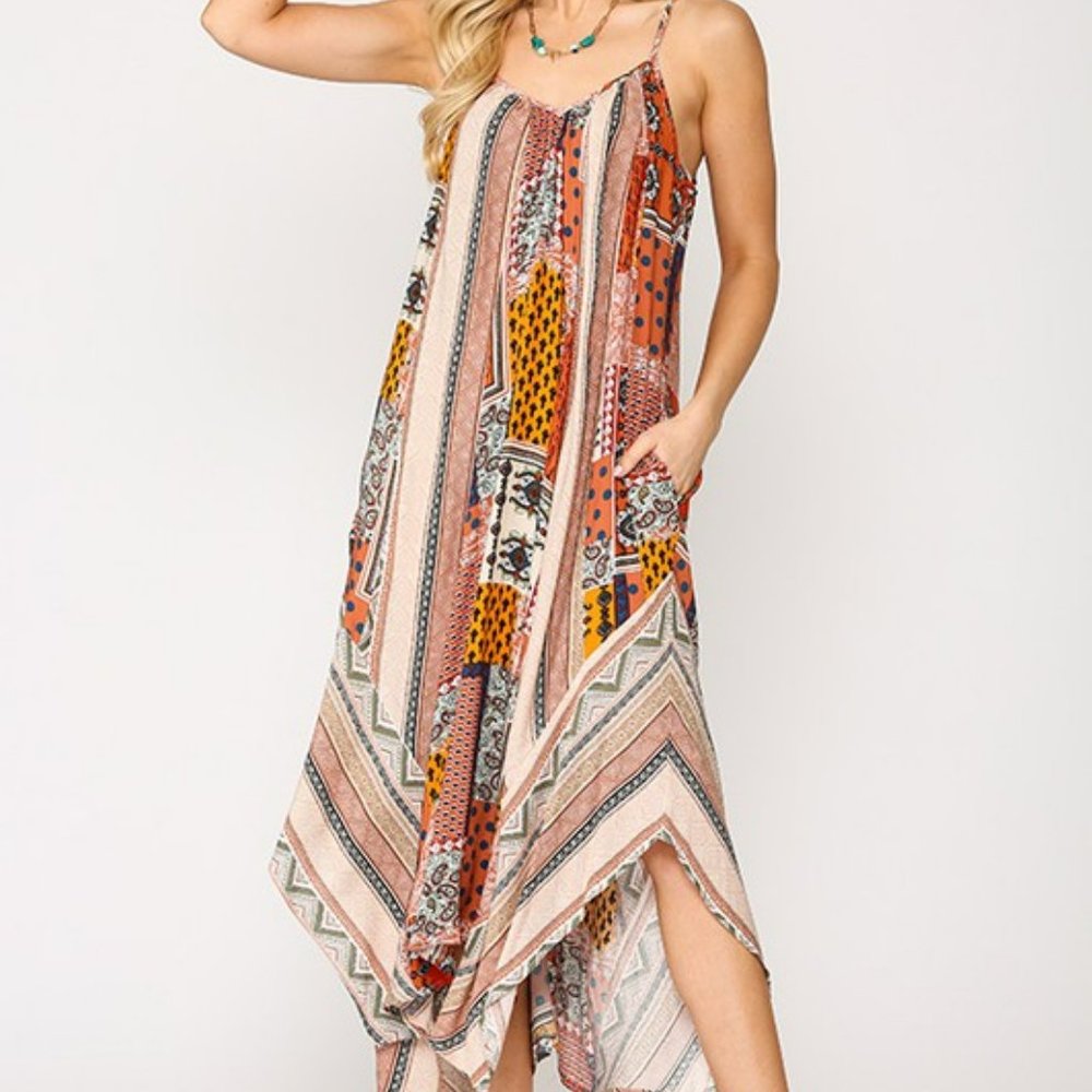 Asymmetrical Spaghetti Strap Summer Dress